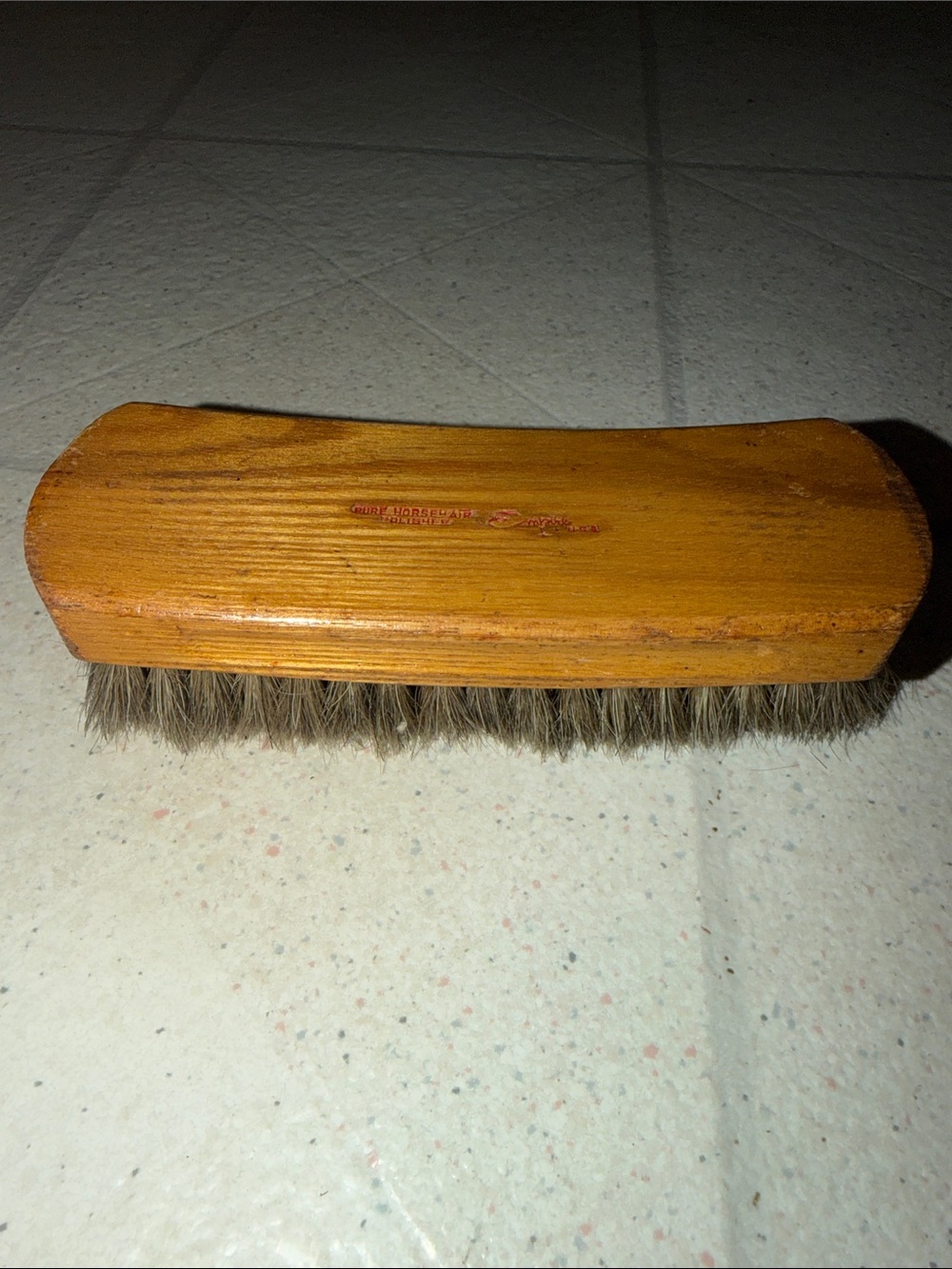 vintage Empire pure horsehair shoe polishing brush with a wooden handle